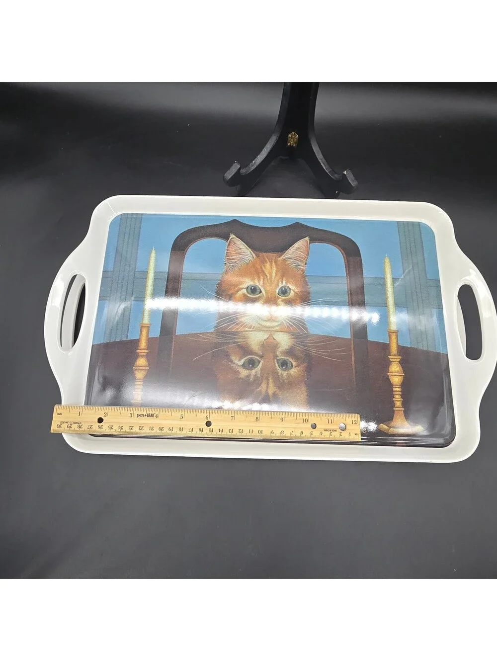Vintage Temark Melamine Serving Trays Pair Lowell Herrero Lord Buffington Cat
